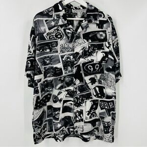 George Mens Black/White Motorcycle Route 66 Biker America USA Shirt Sz LG 42-44